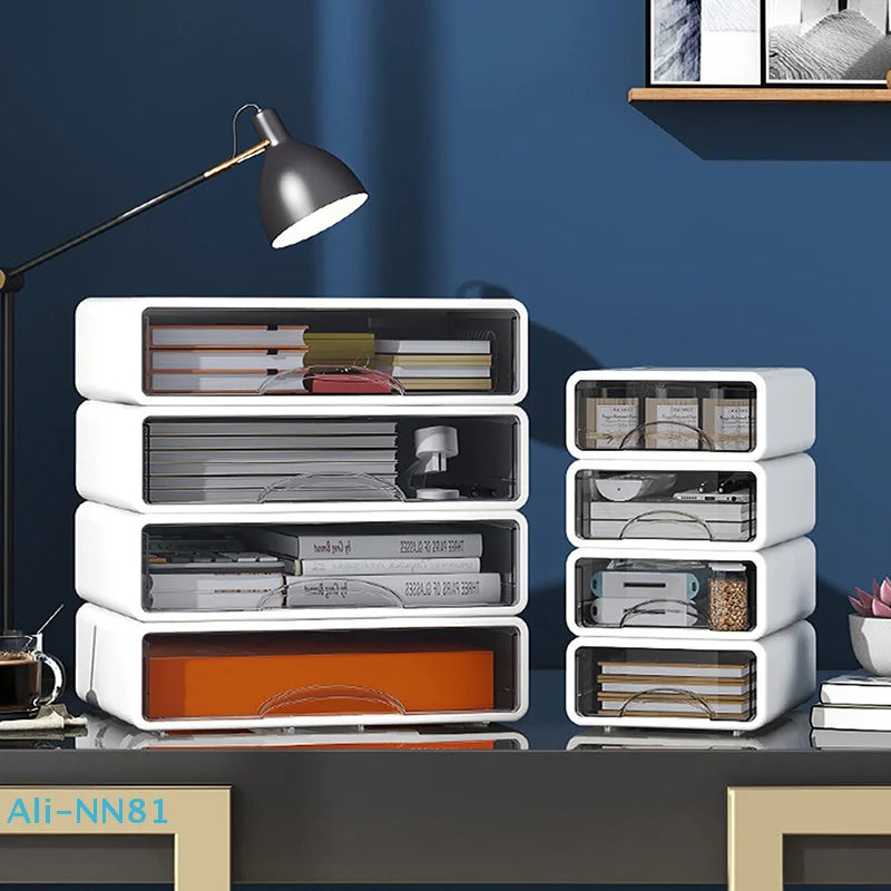 Plastic Box Desktop Organizer Drawer Makeup Storage Box Stackable Jewelry Container Office Finishing Organizer Box