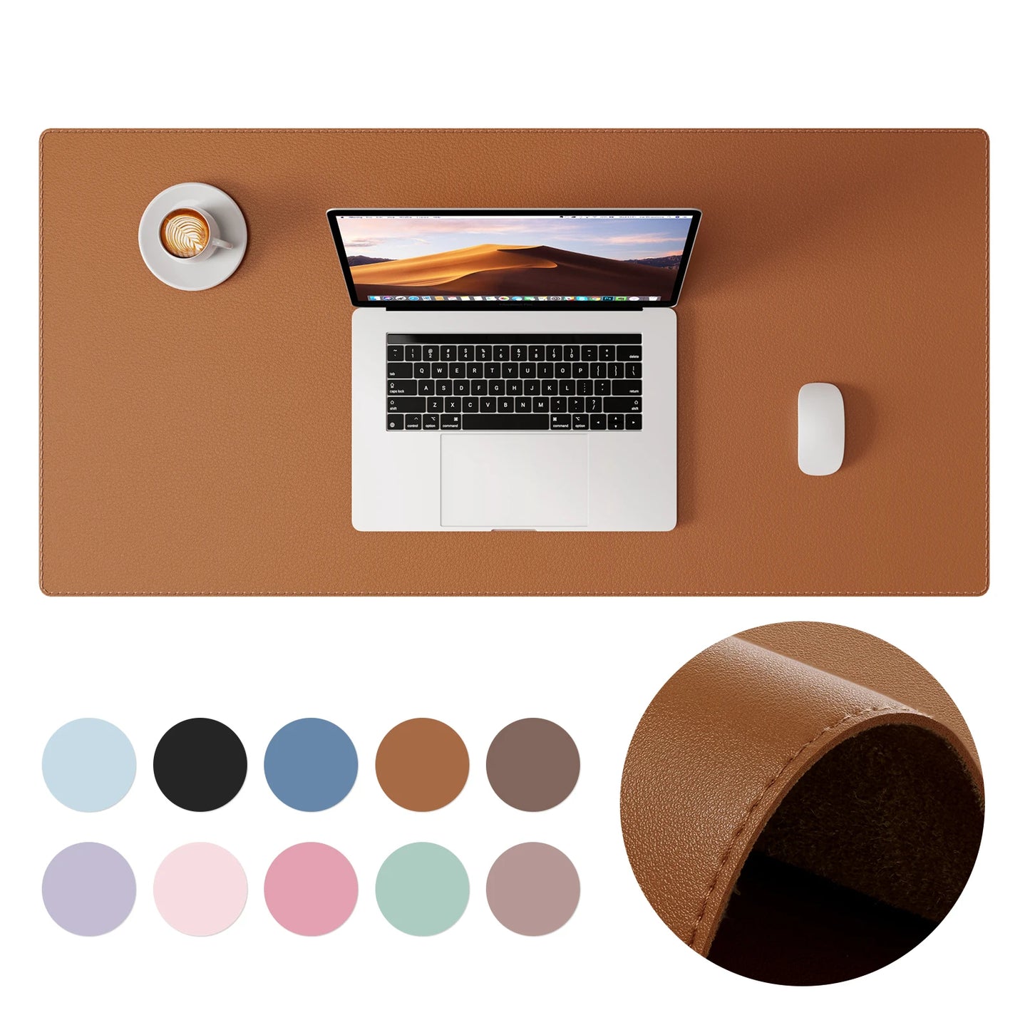 esk Pad Protector, Mouse Pad, Office Desk Mat, Non-Slip with Stitched Edges PU Leather Desk Blotter for Office Home School
