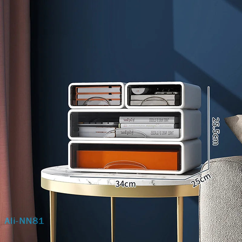 Plastic Box Desktop Organizer Drawer Makeup Storage Box Stackable Jewelry Container Office Finishing Organizer Box