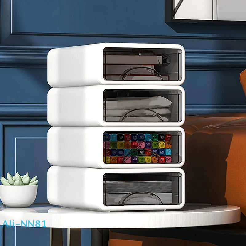Plastic Box Desktop Organizer Drawer Makeup Storage Box Stackable Jewelry Container Office Finishing Organizer Box