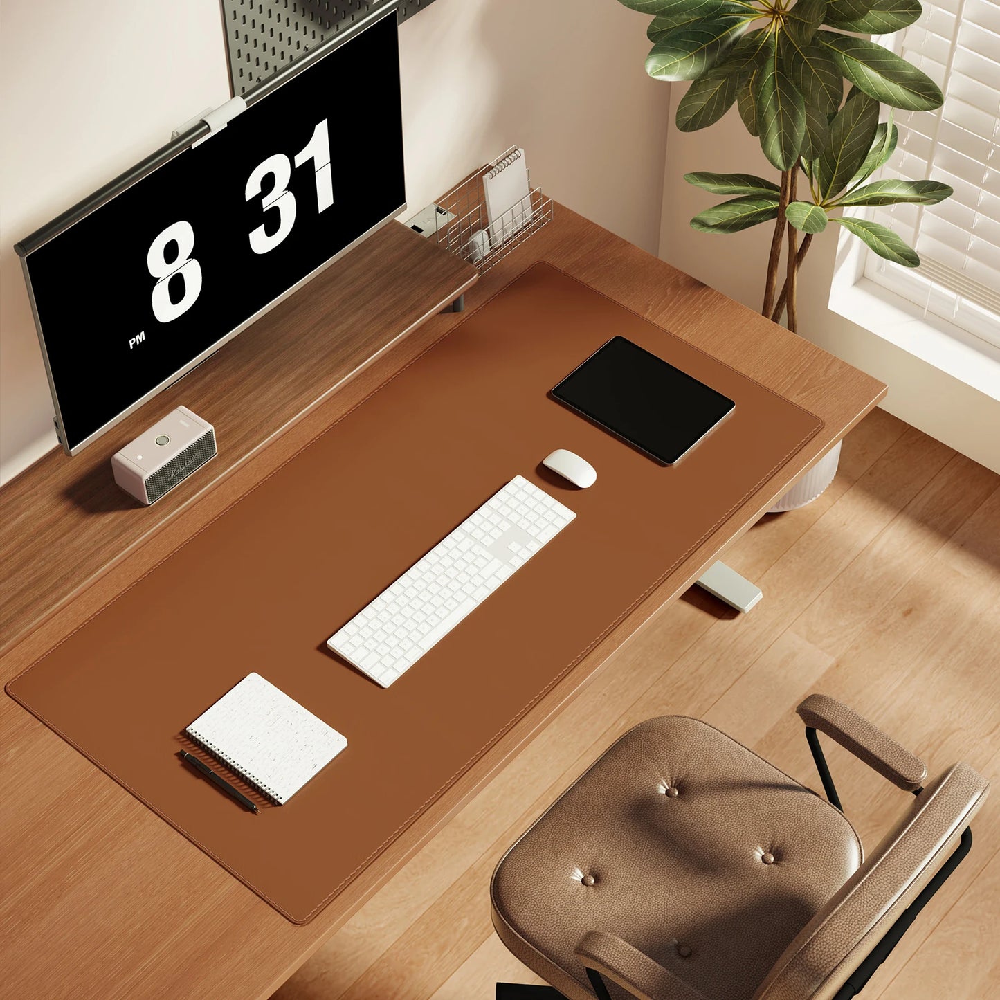 esk Pad Protector, Mouse Pad, Office Desk Mat, Non-Slip with Stitched Edges PU Leather Desk Blotter for Office Home School