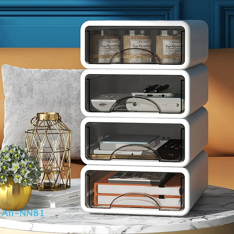 Plastic Box Desktop Organizer Drawer Makeup Storage Box Stackable Jewelry Container Office Finishing Organizer Box